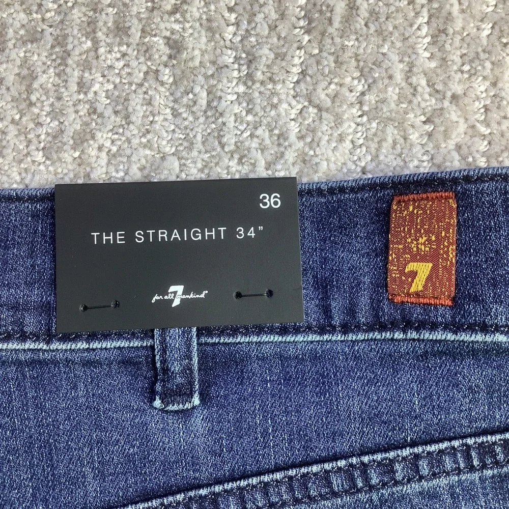 7 For All Mankind Mens The Straight Airweft Denim Jeans Proper Blue 36 x 34 NWT